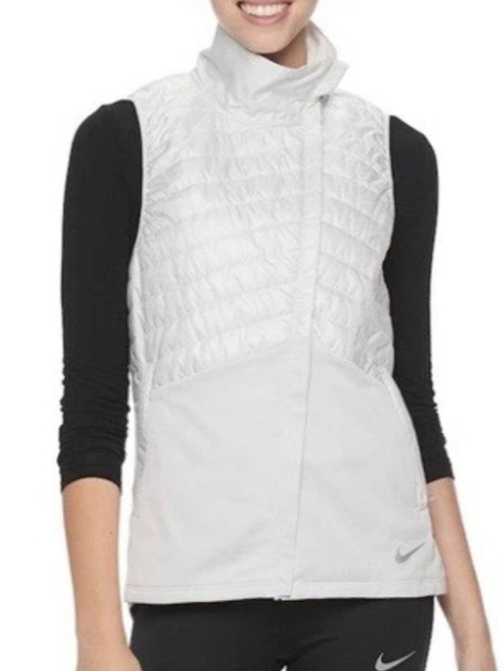Nike Light Weight, Light Gray Quilted Performance Running Vest for Women XL